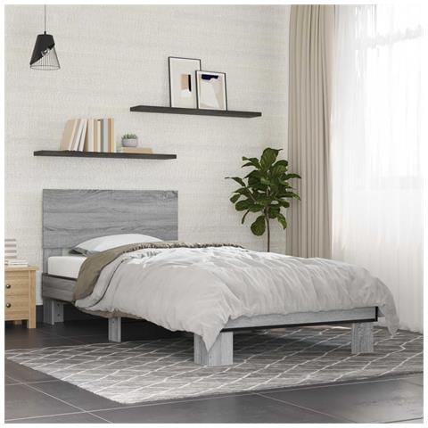 Struttura letto con testata Sonoma grigio 80 x 200 cm - Foto 2