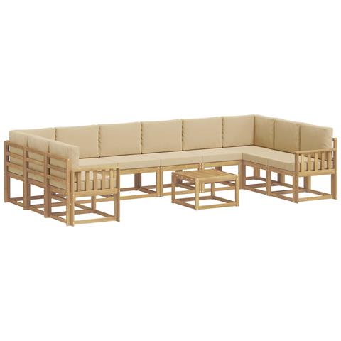 Set di divani da esterno con cuscino 11 pcs Bianco e Beige - Foto 1