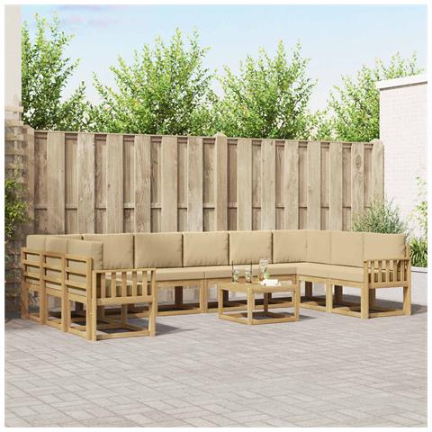 Set di divani da esterno con cuscino 11 pcs Bianco e Beige - Foto 2