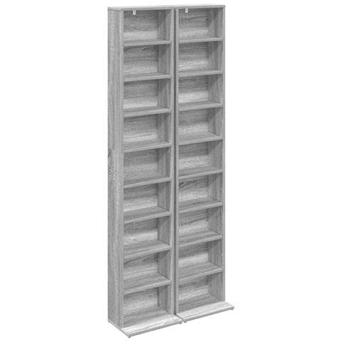 Mobile per CD 2 pz Sonoma grigio 33 x 23,5 x 175 cm - Foto 1
