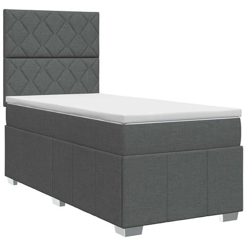 Letto box spring con materasso Grigio Scuro Singolo Tessuto - Foto 1