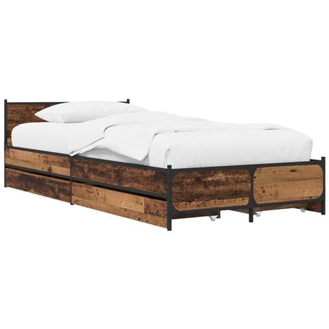 Struttura letto con testata con ruota Legno antico 80 x 200 cm - Foto 1