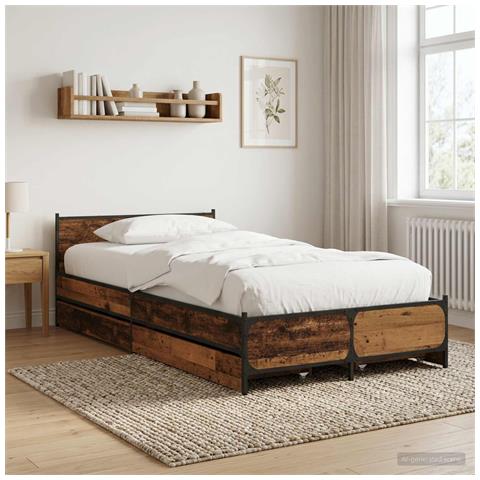 Struttura letto con testata con ruota Legno antico 80 x 200 cm - Foto 9