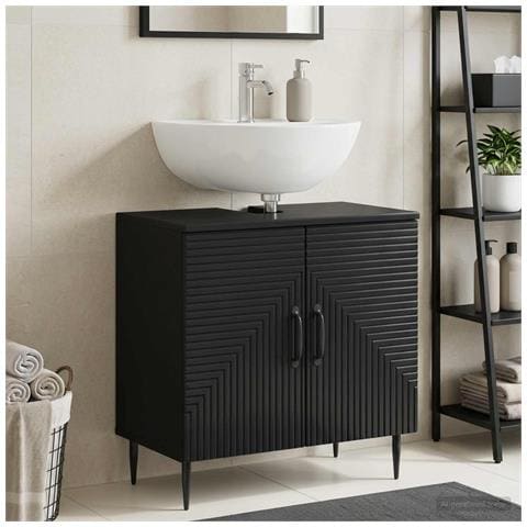 Armadio per Lavabo da Bagno HAARLEM Nero 59,5 x 31,5 x 59 cm - Foto 2