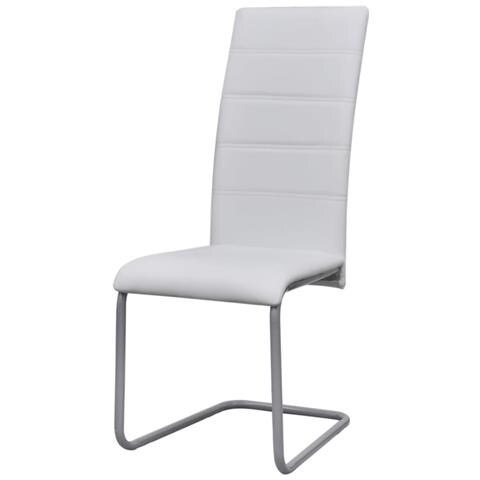 Set 4 Sedie Da Cucina / pranzo Cantilever Con Schienale Alto Bianche - Foto 2