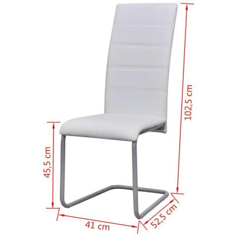 Set 4 Sedie Da Cucina / pranzo Cantilever Con Schienale Alto Bianche - Foto 8