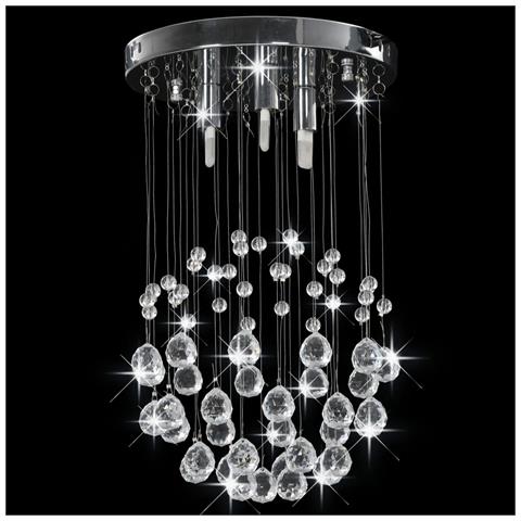 Lampadario Perle Di Cristallo A Sfera Argento 3 Lampadine G9 - Foto 2