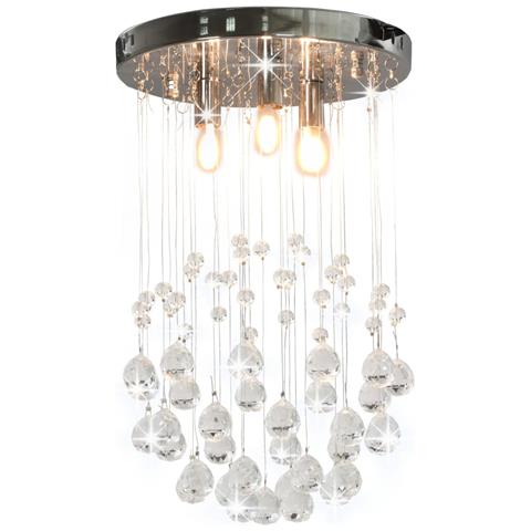 Lampadario Perle Di Cristallo A Sfera Argento 3 Lampadine G9 - Foto 1