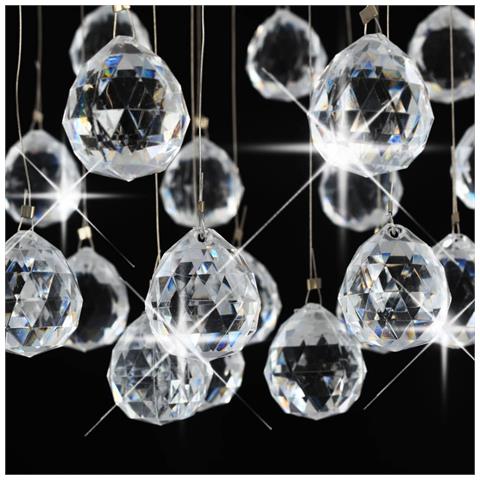 Lampadario Perle Di Cristallo A Sfera Argento 3 Lampadine G9 - Foto 4