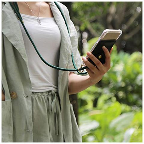 Cadorabo Catena Di Telefoni Cellulari Compatibile Con Sony Xperia Xz1 Compact In Verde Armata - Coperchio Protettivo In Silicone Con Anelli D'oro, Cinturino In Corda E Custodia Staccabile - Foto 2