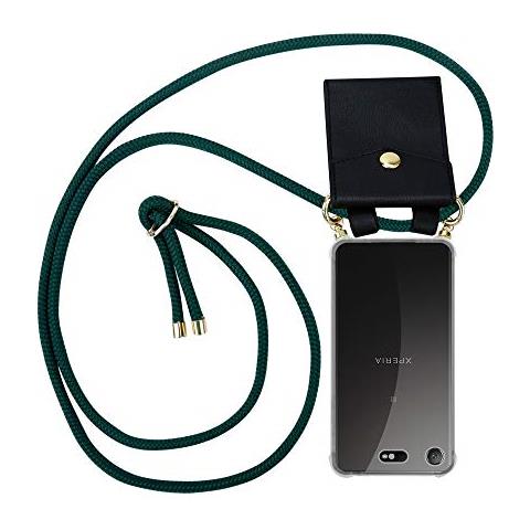 Cadorabo Catena Di Telefoni Cellulari Compatibile Con Sony Xperia Xz1 Compact In Verde Armata - Coperchio Protettivo In Silicone Con Anelli D'oro, Cinturino In Corda E Custodia Staccabile - Foto 1