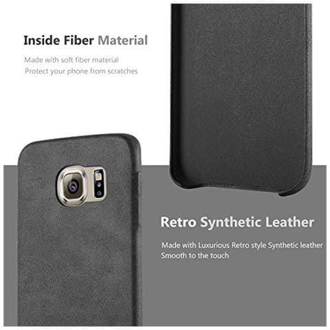 Custodia Compatibile Con Samsung Galaxy S6 Edge In Vintage Nero - Hard Case Coperchio Protettivo In Similpelle - Foto 2
