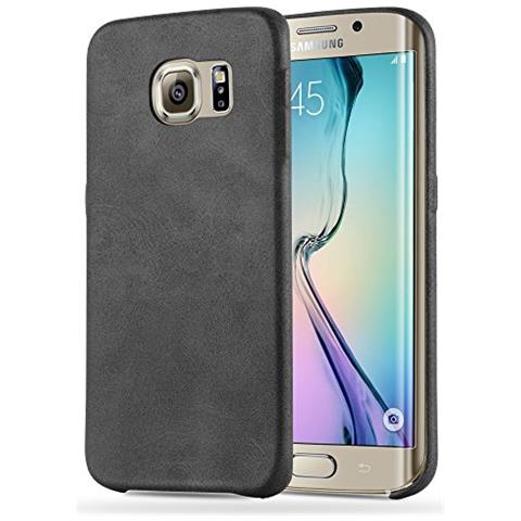Custodia Compatibile Con Samsung Galaxy S6 Edge In Vintage Nero - Hard Case Coperchio Protettivo In Similpelle - Foto 1