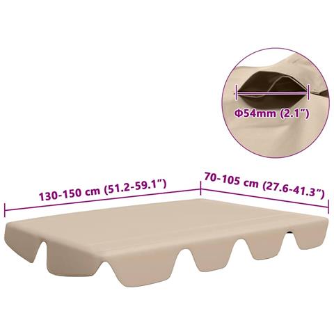 Baldacchino per Dondolo Giardino Beige 150/130x105/70 cm - Foto 2