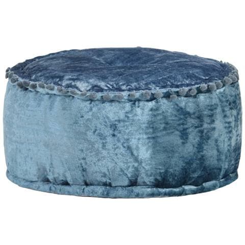 Pouf Rotondo in Velluto 40x20 cm Blu - Foto 1