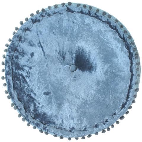 Pouf Rotondo in Velluto 40x20 cm Blu - Foto 2