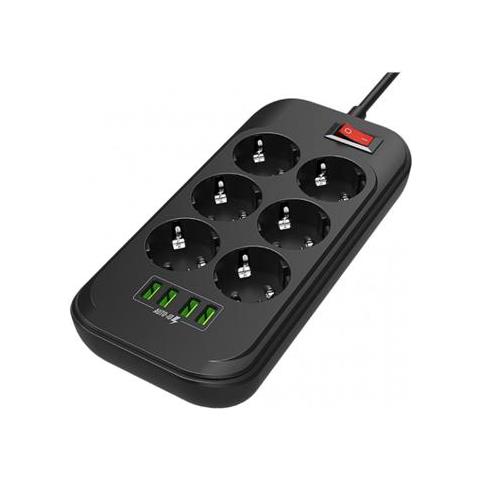 Presa Di Alimentazione Colorway Cw-che64b Nera, 4xusb, 2 M, 250 V, 6 Prese Euro, 17 W - Foto 1
