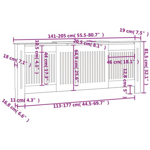 Copertura per Radiatore Grigia in MDF 205 cm - Foto 2