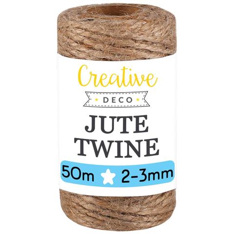 164 Piedi | 50 M Spago Iuta Agricolo Grosso Rotolo | Spessore 2-3 Mm | Corda Juta Forte Marrone Naturale | Perfetta Per Tiragraffi, Decorazione, Floristica, Artistico, Imballaggio - Foto 1