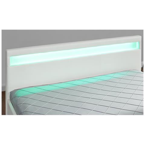 Enfield Struttura Letto In Similpelle Bianca Con Contenitore E Led 140x190 Cm - Foto 11