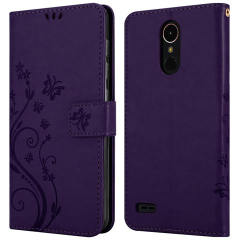 Cadorabo Custodia Compatibile Con Lg K10 2017 Eu In Lilla Scuro Fiore - Coperchio Protettivo In Design Floreale Con Chiusura Magnetica, Funzione Stand E Slot Per Carte - Foto 8