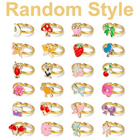 24 Pezzi Anelli Regolabili Per Bambine, Anelli Per Gioielli Principessa Con Scatola A Forma Di Cuore, Ragazza Fai Finta Di Giocare E Vestire Anelli Per Bambini Bambini - Stile Casuale - Foto 3