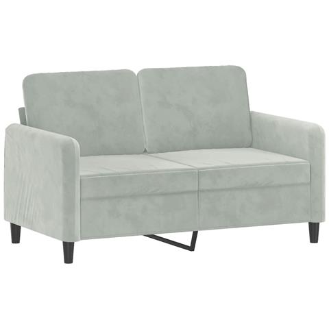 Divano A 2 Posti Grigio Chiaro 120 Cm In Velluto - Foto 2