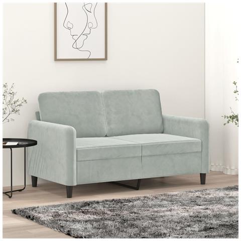 Divano A 2 Posti Grigio Chiaro 120 Cm In Velluto - Foto 1