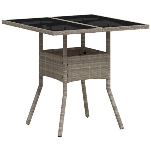 Tavolo Giardino Piano Vetro Grigio Chiaro 80x80x75cm Polyrattan - Foto 2