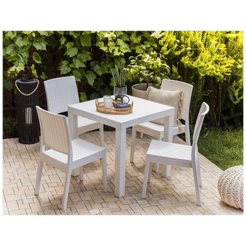 Set Di 4 Sedie Da Giardino In Rattan Bianco Fossano - Foto 1
