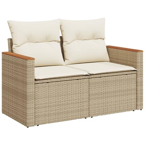 Set Divano da Giardino 3 pz con Cuscini Beige in Polyrattan - Foto 3