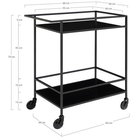 Carrello Vita - Nero - Metallo - 68x40x79 Cm - Foto 6