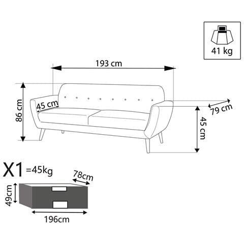 Divano Da Salotto 3 Posti In Tessuto Con Forma A Conchiglia Blu Petrolio Loren - Foto 8