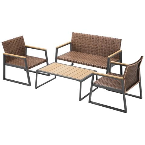Set Salotto Da Giardino Salottino In Polyrattan Con Poltrone E Tavolo Da Esterno - Foto 1