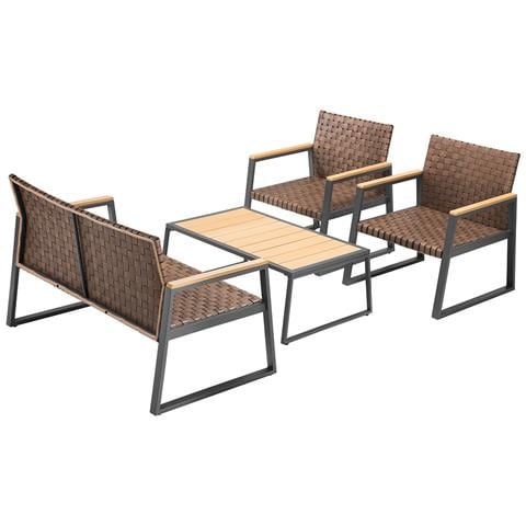 Set Salotto Da Giardino Salottino In Polyrattan Con Poltrone E Tavolo Da Esterno - Foto 8