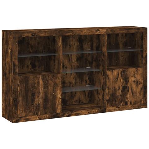 Credenza Con Luci Led Rovere Fumo 181,5x37x100 Cm - Foto 3