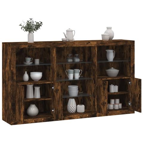 Credenza Con Luci Led Rovere Fumo 181,5x37x100 Cm - Foto 1