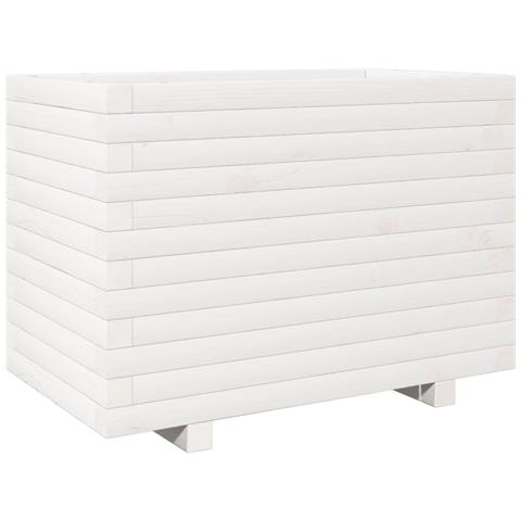 Fioriera Da Giardino Bianca 70x40x49,5cm Legno Massello Di Pino - Foto 2