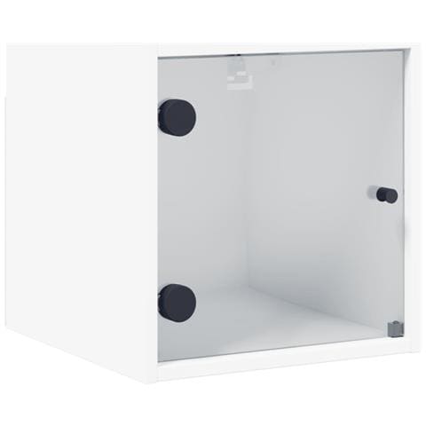 Comodino Con Anta In Vetro Bianco 35x37x35 Cm - Foto 2