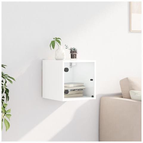 Comodino Con Anta In Vetro Bianco 35x37x35 Cm - Foto 3