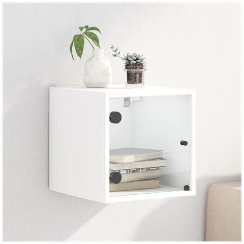 Comodino Con Anta In Vetro Bianco 35x37x35 Cm - Foto 1