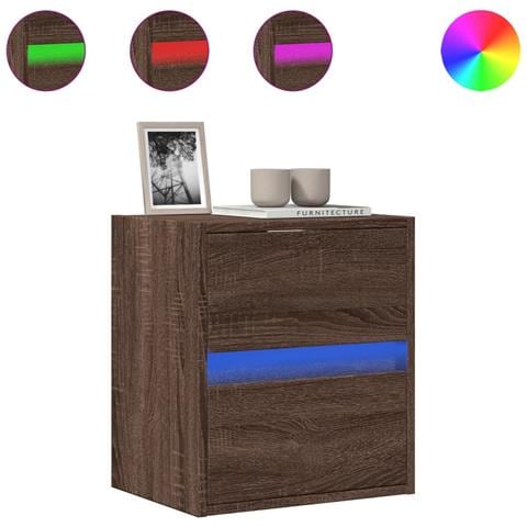 Mobile TV a Parete con Luci LED Rovere Marrone 41x31x45 cm - Foto 1
