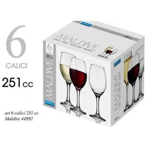 Set 6 Pz Calici Bicchieri Bicchiere Vino Maldive 251cc Vetro Trasparente 570278 - Foto 1