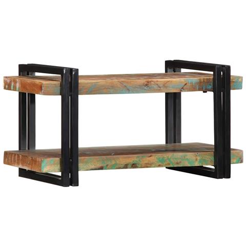 Mensola Da Parete Multicolore In Legno Massello Di Recupero - Foto 1