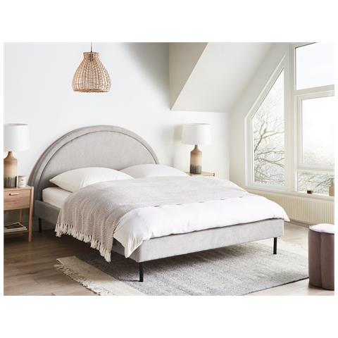 Letto Tessuto Margut 160 X 200 Cm Grigio Chiaro - Foto 1