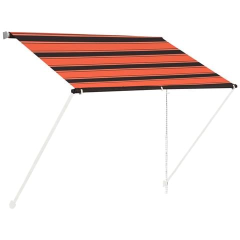 Tenda Da Sole Retrattile Con Led 100x150 Cm Arancione E Marrone - Foto 1