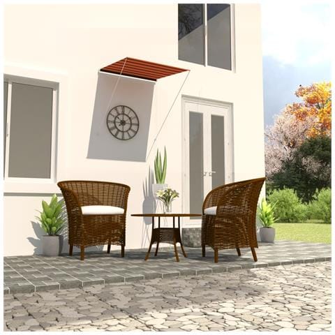 Tenda Da Sole Retrattile Con Led 100x150 Cm Arancione E Marrone - Foto 8