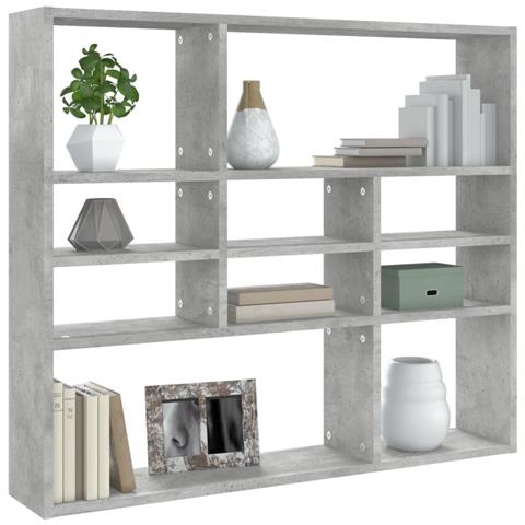 Scaffale A Parete Grigio Cemento 90x16x78 Cm Legno Multistrato - Foto 2