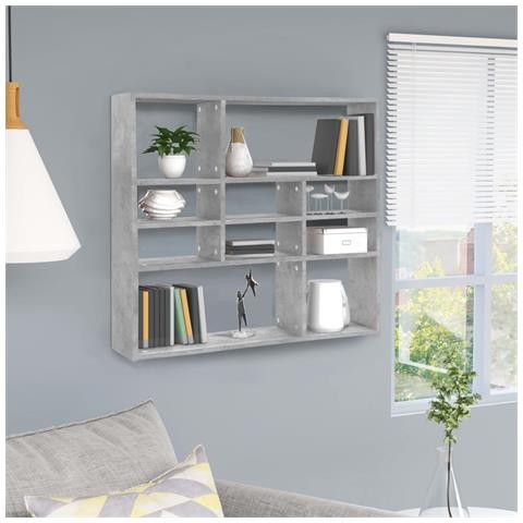 Scaffale A Parete Grigio Cemento 90x16x78 Cm Legno Multistrato - Foto 7