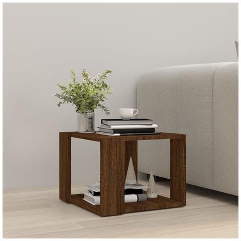 Lusso Casadino -  Tavolino Salotto Rovere Marrone 40x40x30cm Legno Ingegnerizzato - Foto 2
